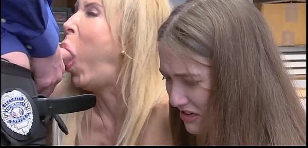  Petite Teen Granddaughter Samantha Hayes And Her Grandma Erica Lauren Caught Shoplifting Threesome With Officer After Deal
